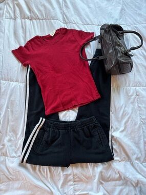 Brandy Melville Black Athletic Shorts with White Side Stripes